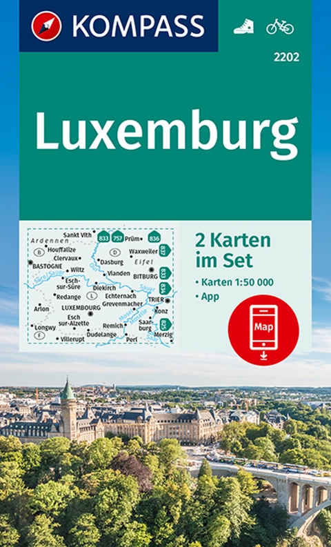 KOMPASS Wanderkarten-Set 2202 Luxemburg (2 Karten) 1:50.000