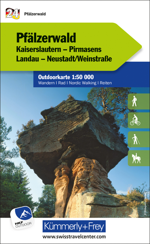Pf&auml;lzerwald Kaiserslautern, Pirmasens, Landau, Neustadt/Weinstrasse, Nr. 24 Outdoorkarte Deutschland 1:50 000