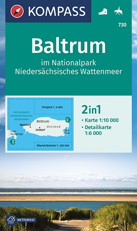 KOMPASS Wanderkarte 730 Baltrum im Nationalpark Nieders&auml;chsisches Wattenmeer 1:10.000