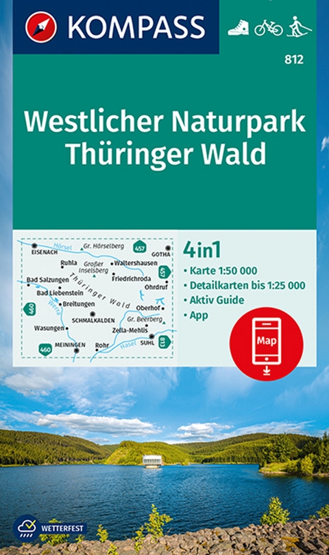 KOMPASS Wanderkarte 812 Westlicher Naturpark Th&uuml;ringer Wald 1:50.000