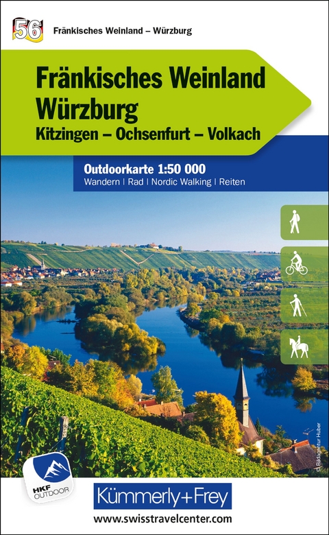 K&uuml;mmerly+Frey Outdoorkarte Deutschland 56 Fr&auml;nkisches Weinland, W&uuml;rzburg 1:50.000