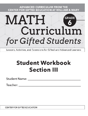 Math Curriculum for Gifted Students -  Clg of William and Mary/Ctr Gift Ed, James M. Moroney
