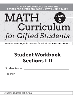 Math Curriculum for Gifted Students -  Clg of William and Mary/Ctr Gift Ed, James M. Moroney