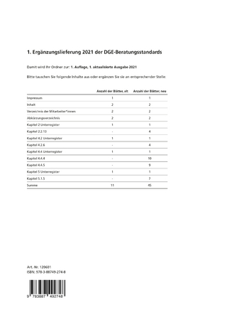 1. Ergänzungslieferung der DGE-Beratungsstandards