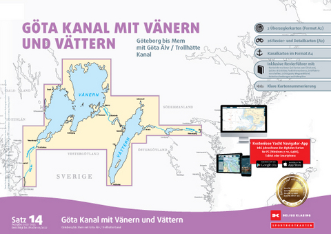 Sportbootkarten Satz 14: G&ouml;ta Kanal mit V&auml;nern und V&auml;ttern (Ausgabe 2022/2023)