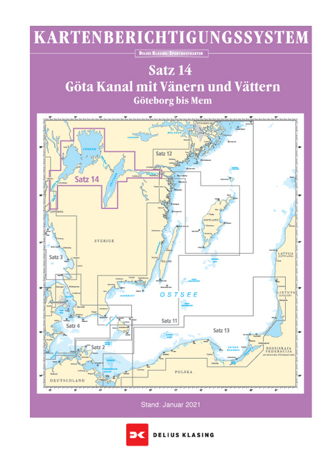 Berichtigung Sportbootkarten Satz 14: G&ouml;ta Kanal mit V&auml;nern und V&auml;ttern (Ausgabe 2022)