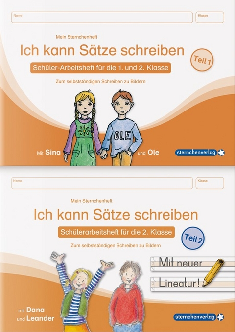 Ich kann S&auml;tze schreiben Teil 1 und 2 im Set - Sch&uuml;lerarbeitshefte f&uuml;r die 1. und 2. Klasse - Katrin Langhans