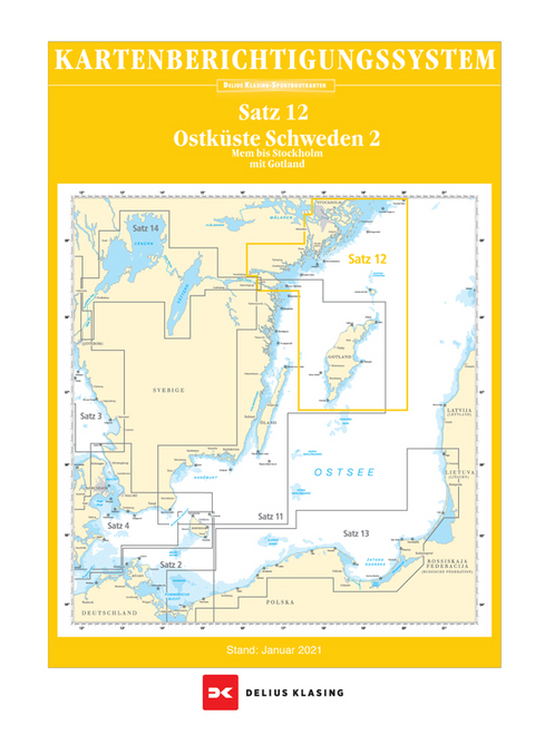 Berichtigung Sportbootkarten Satz 12: Ostk&uuml;ste Schweden 2 (Ausgabe 2022)