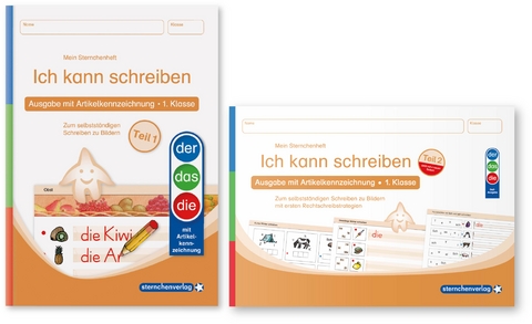 Ich kann schreiben Teil 1 und 2 im Set - Ausgabe mit Artikelkennzeichnung (DaZ) - Sch&uuml;lerarbeitshefte f&uuml;r die 1. Klasse - Katrin Langhans