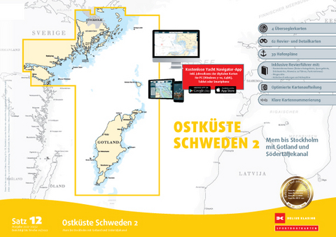 Sportbootkarten Satz 12: Ostk&uuml;ste Schweden 2 (Ausgabe 2022/2023)
