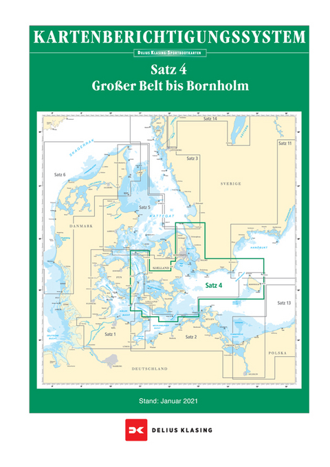 Berichtigung Sportbootkarten Satz 4: Gro&szlig;er Belt bis Bornholm (Ausgabe 2022)