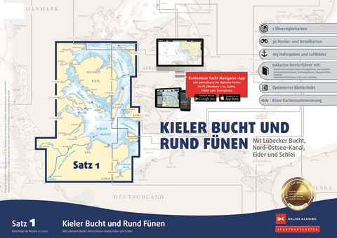 Sportbootkarten Satz 1: Kieler Bucht und Rund F&uuml;nen (Ausgabe 2022)