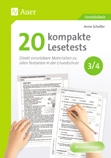 20 kompakte Lesetests f&uuml;r Klasse 3/4 - Anne Scheller