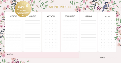 Wochenplaner "Lovely Flowers" vegan - 