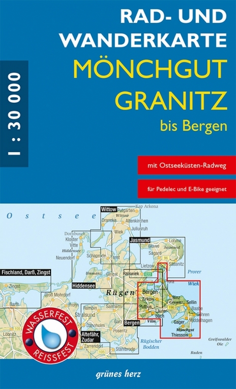 Rad- und Wanderkarte M&ouml;nchgut, Granitz, bis Bergen