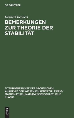 Bemerkungen zur Theorie der Stabilit&auml;t - Herbert Beckert
