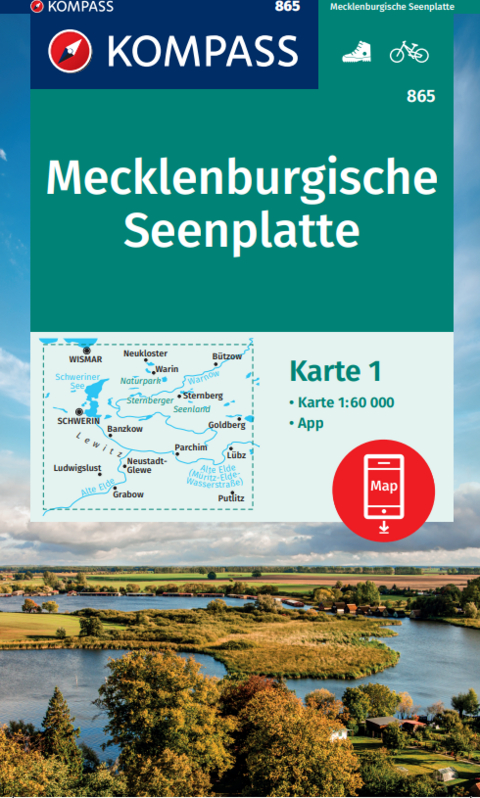 KOMPASS Wanderkarte Mecklenburgische Seenplatte 865 - 