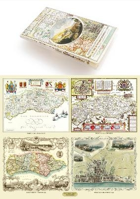 A County of Sussex 1611 &ndash; 1836 &ndash; Fold Up Map that features a collection of Four Historic Maps, John Speed&rsquo;s County Map 1611, Johan Blaeu&rsquo;s County Map of 1648, Thomas Moules County Map of 1836 and a Plan of the City of Brighton from 1851 by John Tallis. The maps feature a number of vignette views from the period including Brighton&rsquo;s Chain Pier. - Mapseeker Publishing Ltd Mapseeker Publishing Ltd