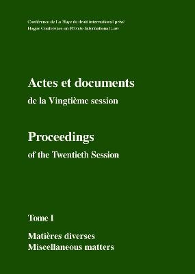 Actes et documents de la Vingtième session /  Proceedings of the Twentieth Session