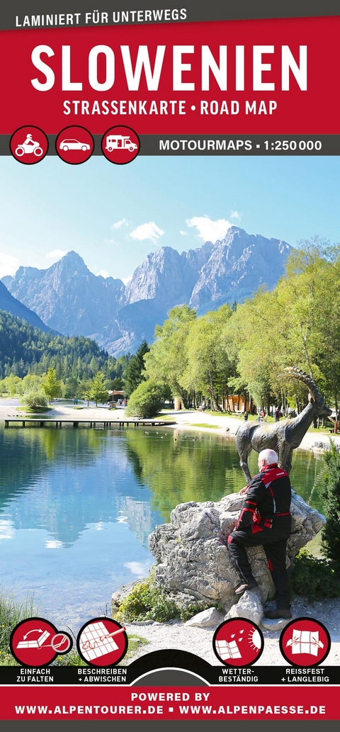 MoTourMaps Slowenien (Julische Alpen &bull; Karawanken) Auto- und Motorradkarte 1:250.000