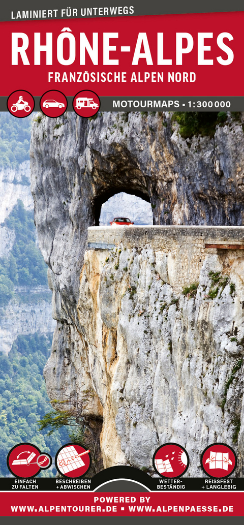 MoTourMaps Rh&ocirc;ne-Alpes (Franz&ouml;sische Alpen Nord) Auto- und Motorradkarte 1:300.000
