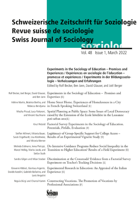 Schweizerische Zeitschrift f&uuml;r Soziologie