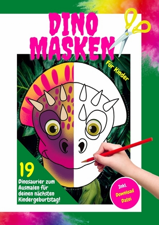 Dino Masken für Kinder 19 Dinosaurier zum ausmalen für deinen nächsten Kindergeburtstag! Inkl. Download Datei