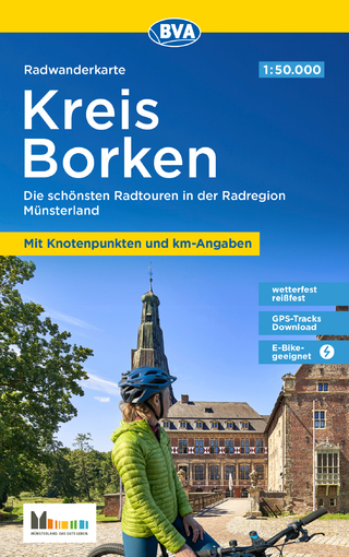 Radwanderkarte BVA Kreis Borken mit Knotenpunkten und km-Angaben, 1:50.000, reiß- und wetterfest, GPS-Tracks Download, E-Bike-geeignet