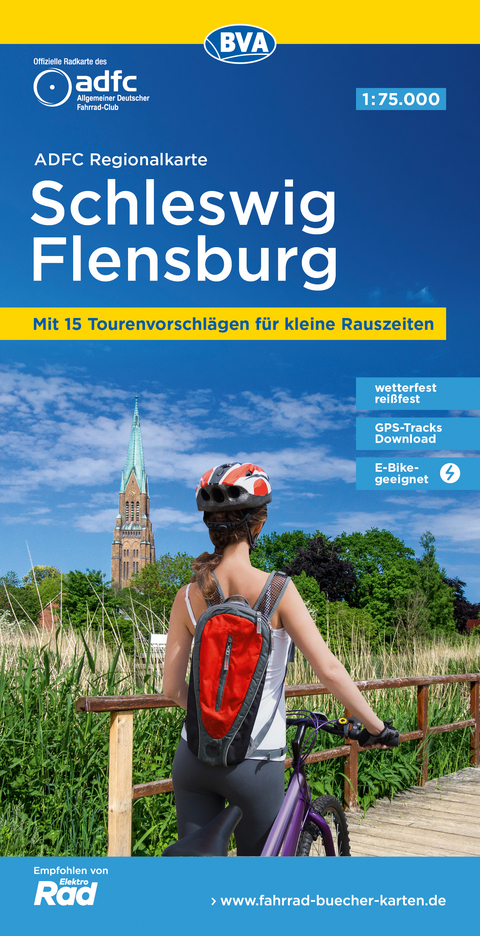 ADFC-Regionalkarte Schleswig Flensburg, 1:75.000, mit Tagestourenvorschl&auml;gen, rei&szlig;- und wetterfest, E-Bike-geeignet, GPS-Tracks Download