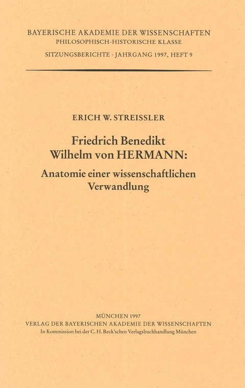 Werke des Verlags der Bayerischen Akademie der Wissenschaften bei... / Friedrich Benedikt Wilhelm von Hermann