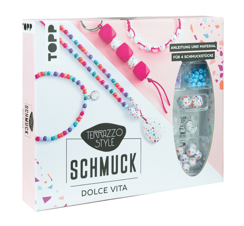 Terrazzo-Schmuckset Dolce Vita (knallig/ Pink) -  Frechverlag