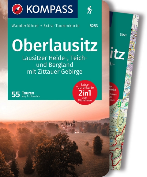 KOMPASS Wanderf&uuml;hrer Oberlausitz, Lausitzer Heide-, Teich- und Bergland, mit Zittauer Gebirge, 55 Touren mit Extra-Tourenkarte - Kay Tschersich