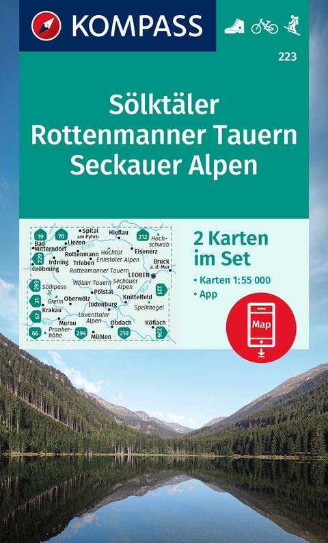 KOMPASS Wanderkarten-Set 223 S&ouml;lkt&auml;ler, Rottenmanner Tauern, Seckauer Alpen (2 Karten) 1:55.000