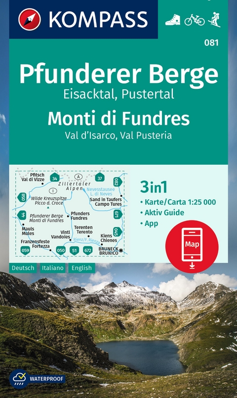 KOMPASS Wanderkarte 081 Pfunderer Berge/Monti di Fundres 1:25.000