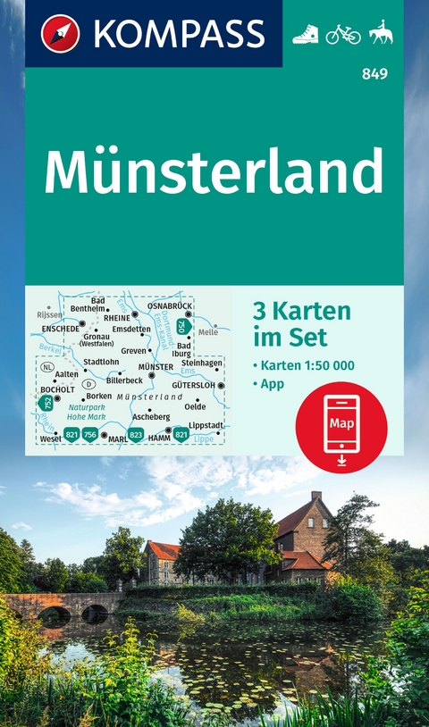 KOMPASS Wanderkarten-Set 849 M&uuml;nsterland (3 Karten) 1:50.000