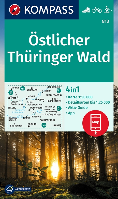 KOMPASS Wanderkarte 813 &Ouml;stlicher Th&uuml;ringer Wald 1:50.000