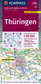 KOMPASS Gro&szlig;raum-Radtourenkarte 3707 Th&uuml;ringen, 1:125.000