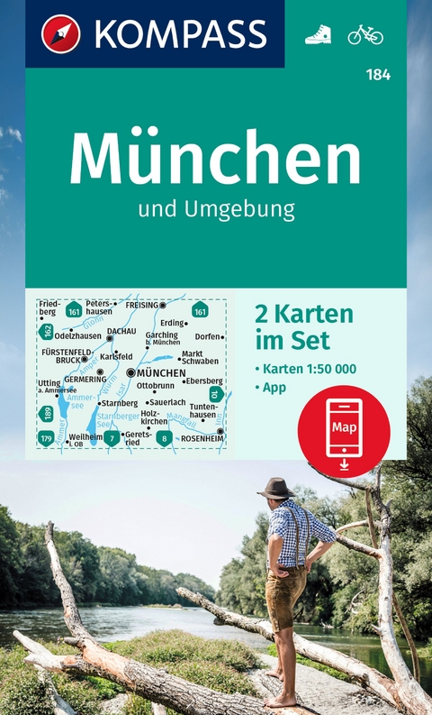 KOMPASS Wanderkarten-Set 184 M&uuml;nchen und Umgebung (2 Karten) 1:50.000
