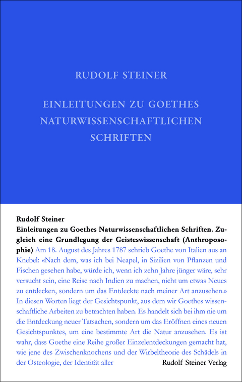 Einleitungen zu Goethes Naturwissenschaftlichen Schriften - Rudolf Steiner
