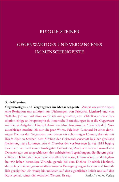 Gegenw&auml;rtiges und Vergangenes im Menschengeiste - Rudolf Steiner