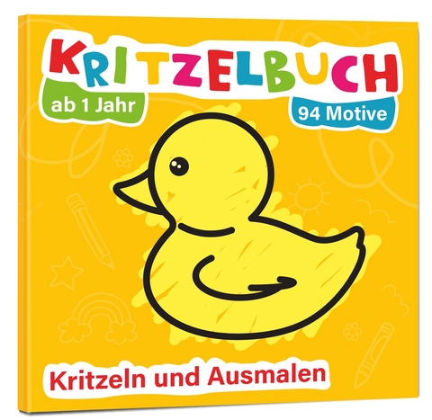 Mein erstes Kritzelbuch ab 1 Jahr: &uuml;ber 94 gro&szlig;e Motive - f&uuml;r Jungs und M&auml;dchen - Ausmalbuch - Ausmalen und kritzeln mit Spielzeug, Tiere, Fahrzeuge, Obst, Gegenst&auml;nde und vieles mehr