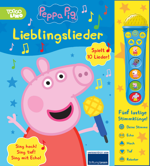 Peppa Pig - Lieblingslieder - Mikrofonbuch - Pappbilderbuch mit abnehmbarem Mikrofon mit 5 lustigen Stimmkl&auml;ngen und 10 Melodien - Peppa Wutz - 