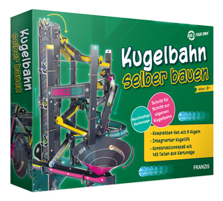 Kugelbahn selber bauen. Komplettes Set mit 9 Kugeln, nachhaltige Kartonage