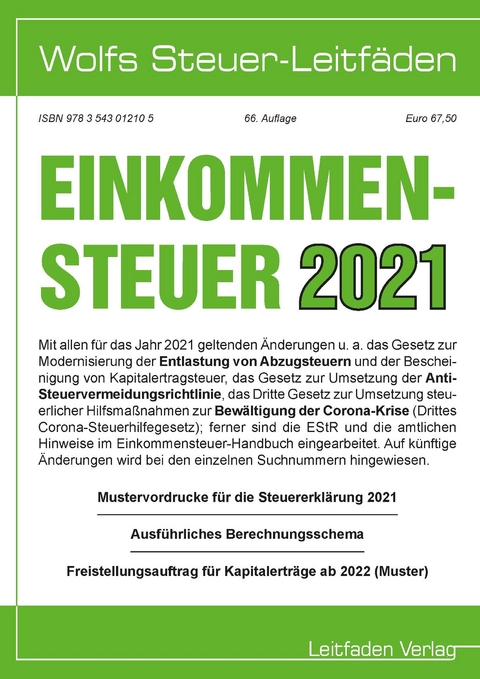 Einkommensteuer f&uuml;r 2021