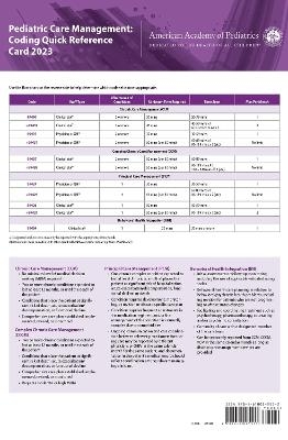 Pediatric Care Management: Coding Quick Reference Card 2023