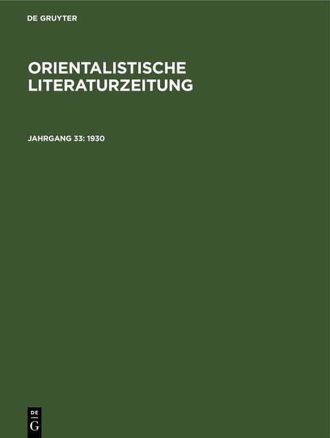 Orientalistische Literaturzeitung / 1930