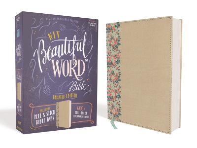 NIV, Beautiful Word Bible, Updated Edition, Peel/Stick Bible Tabs, Leathersoft over Board, Gold/Floral, Red Letter, Comfort Print -  Zondervan