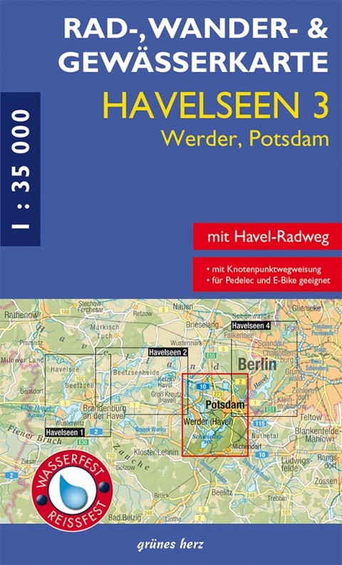 Rad-, Wander- und Gew&auml;sserkarte Havelseen 3: Werder, Potsdam