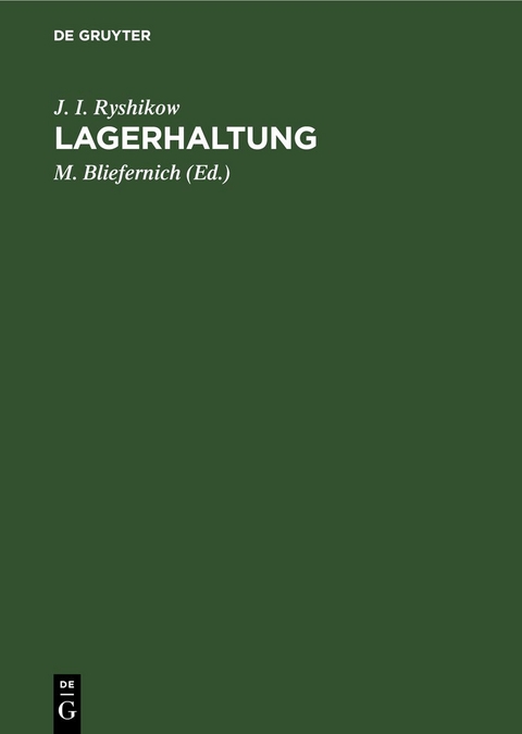 Lagerhaltung - J. I. Ryshikow