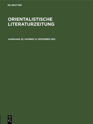 Orientalistische Literaturzeitung / Dezember 1932
